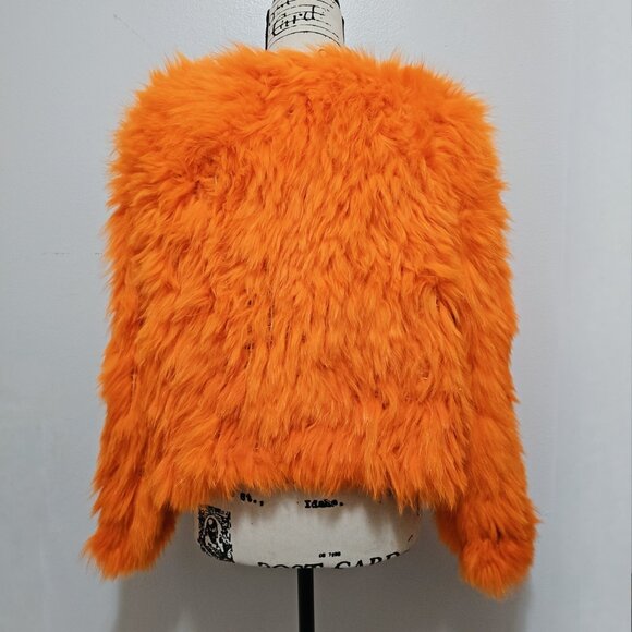 New Knitted Fox Fur Coat Jacket Stroller Stole Orange Ginger Fire NoMink Raccoon - Picture 4 of 5